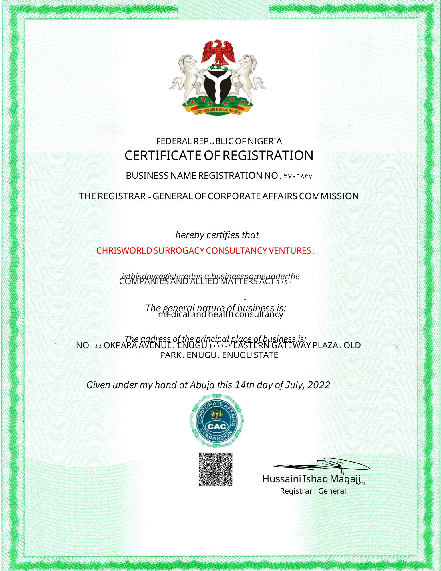 CAC Certificate (PDF)